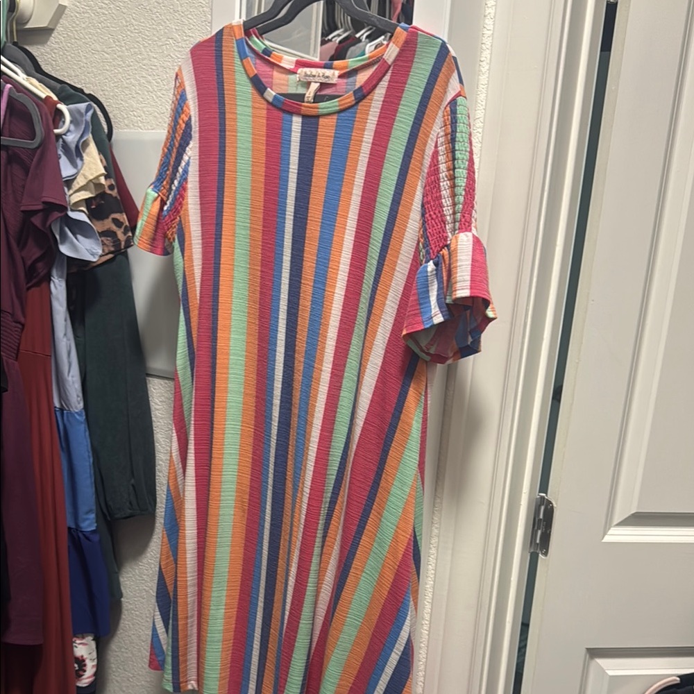 Colorful Striped Midi Dress